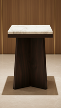 table d’appoint noyer noir et marbre
