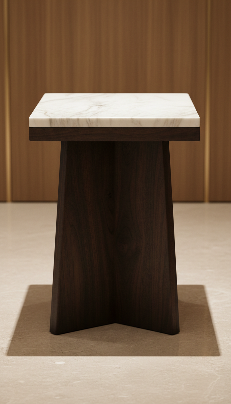 table d’appoint noyer noir et marbre
