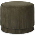 Rooney Cuir Pouf, Nubuck Olive