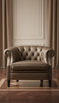 fauteuil accent soie moka capitonné